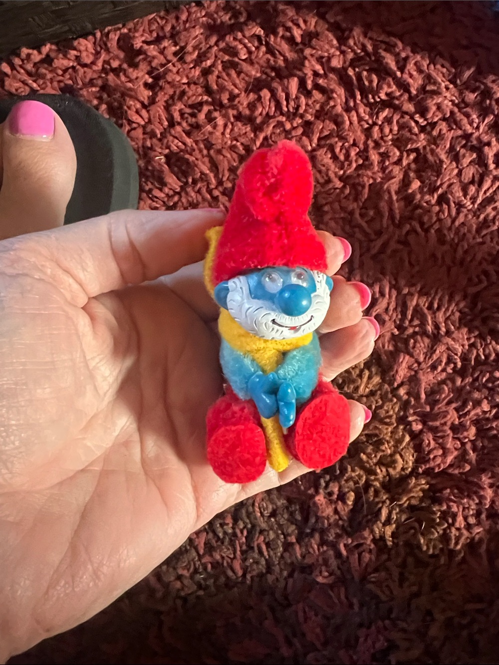 Papa Smurf pencil topper- Red, Blue & Yellow vintage collectible